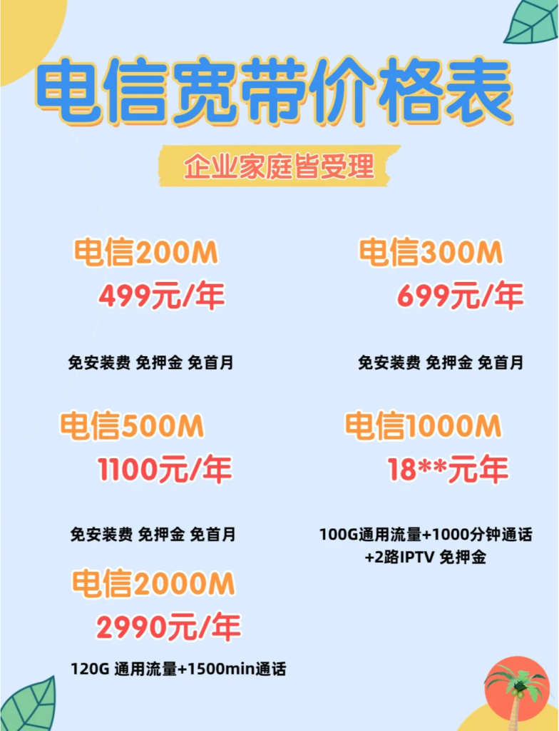 电信宽带套餐全解析:家庭/办公/老年专属,低价享高配-赫兹号卡网-赫兹通讯
