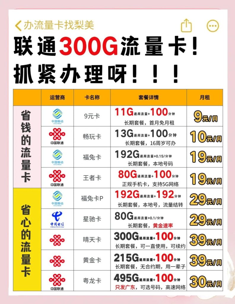流量卡29.9元300g套餐和10元60g流量包,真香还是套路-赫兹号卡网-赫兹通讯