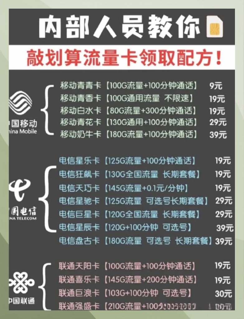 四川移动套餐价格表查询(从8元到300元,总有一款适合你)-赫兹号卡网-赫兹通讯