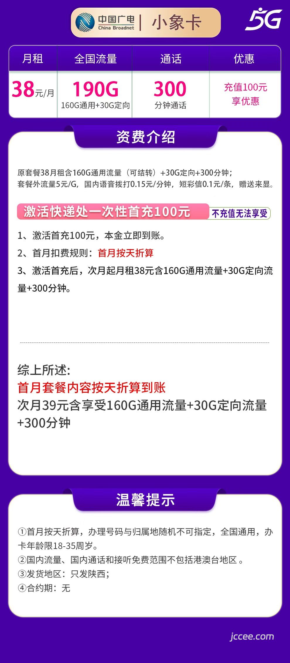 图片[1]-陕西广电小象卡怎么样？38元190G流量+300分钟通话-赫兹号卡网