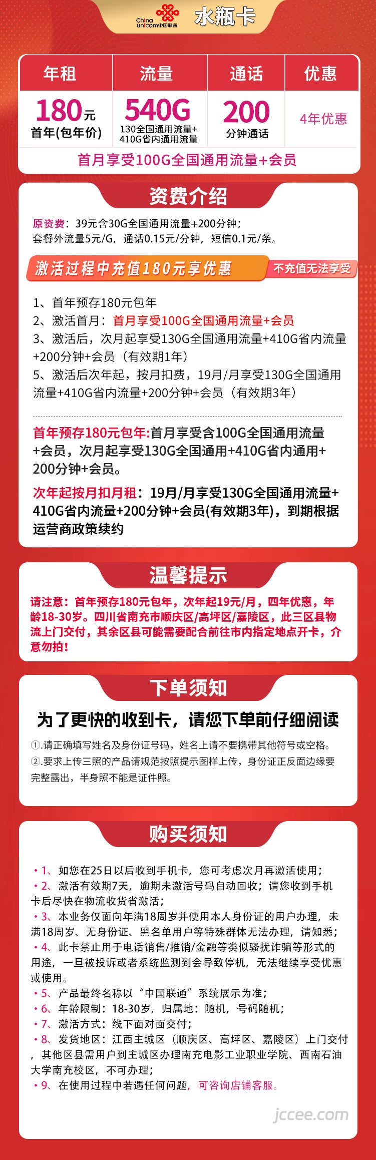 图片[1]-四川联通水瓶卡怎么样？首年180元540G流量+200分钟通话-赫兹号卡网