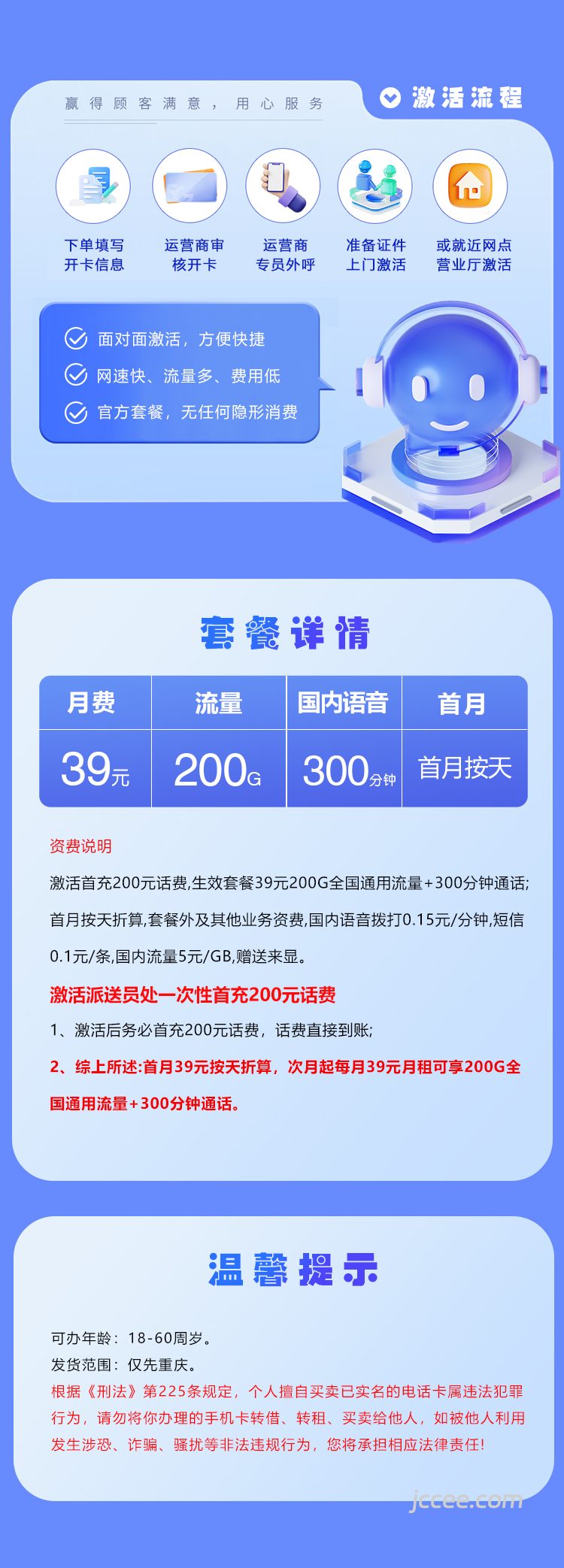 图片[1]-联通重庆专属卡怎么样？39元200G通用流量+300分钟通话-赫兹号卡网