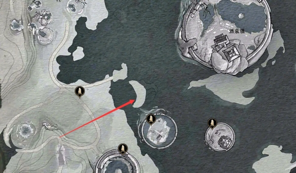 湖边小岛流霞引位置示意图