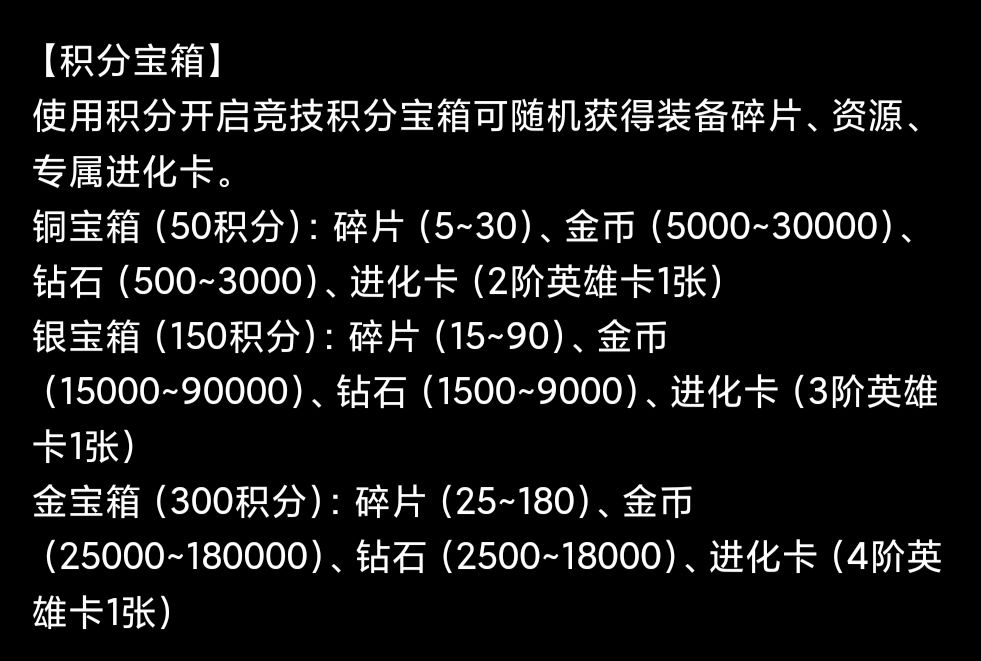 竞技积分宝箱界面