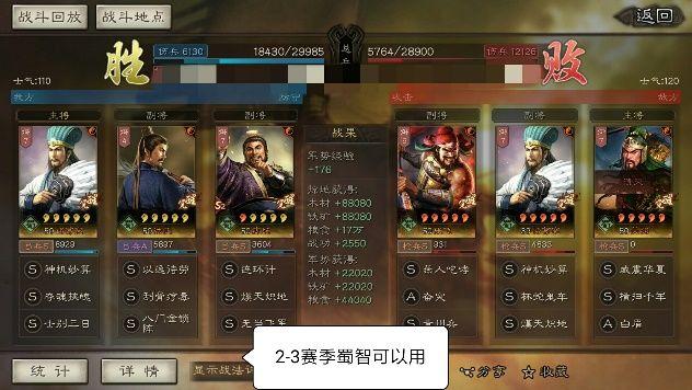 S2/S3西蜀之智阵容示意图