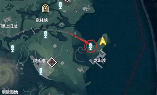龙山渡灯塔位置示意图