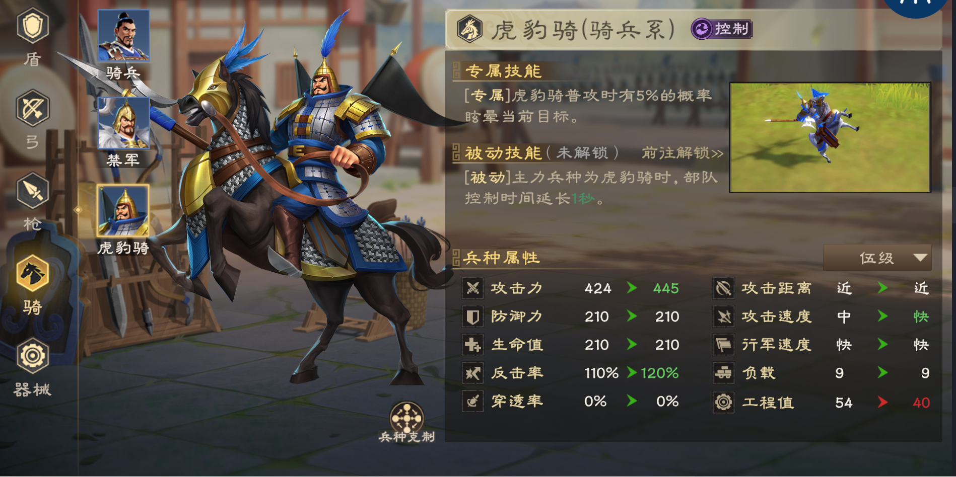 兵种详情示意图