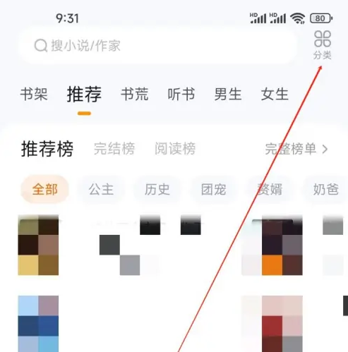 分类筛选界面示意图