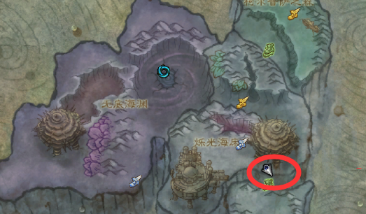 沉船区域与BOSS位置示意图