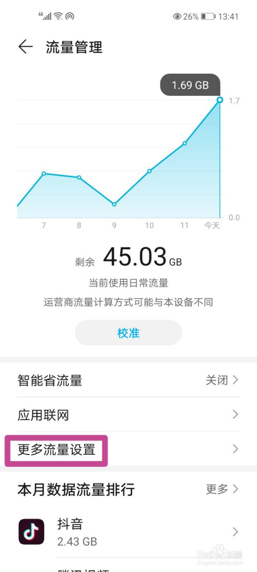 华为手机管家流量监控界面