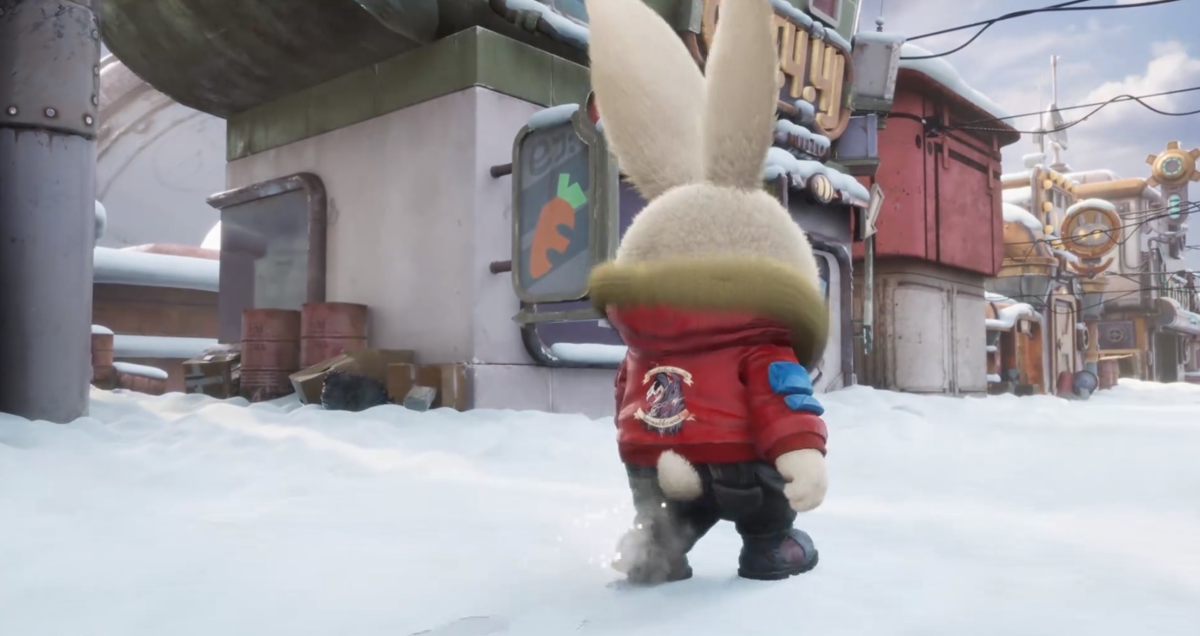 斯坦普在雪地里行走