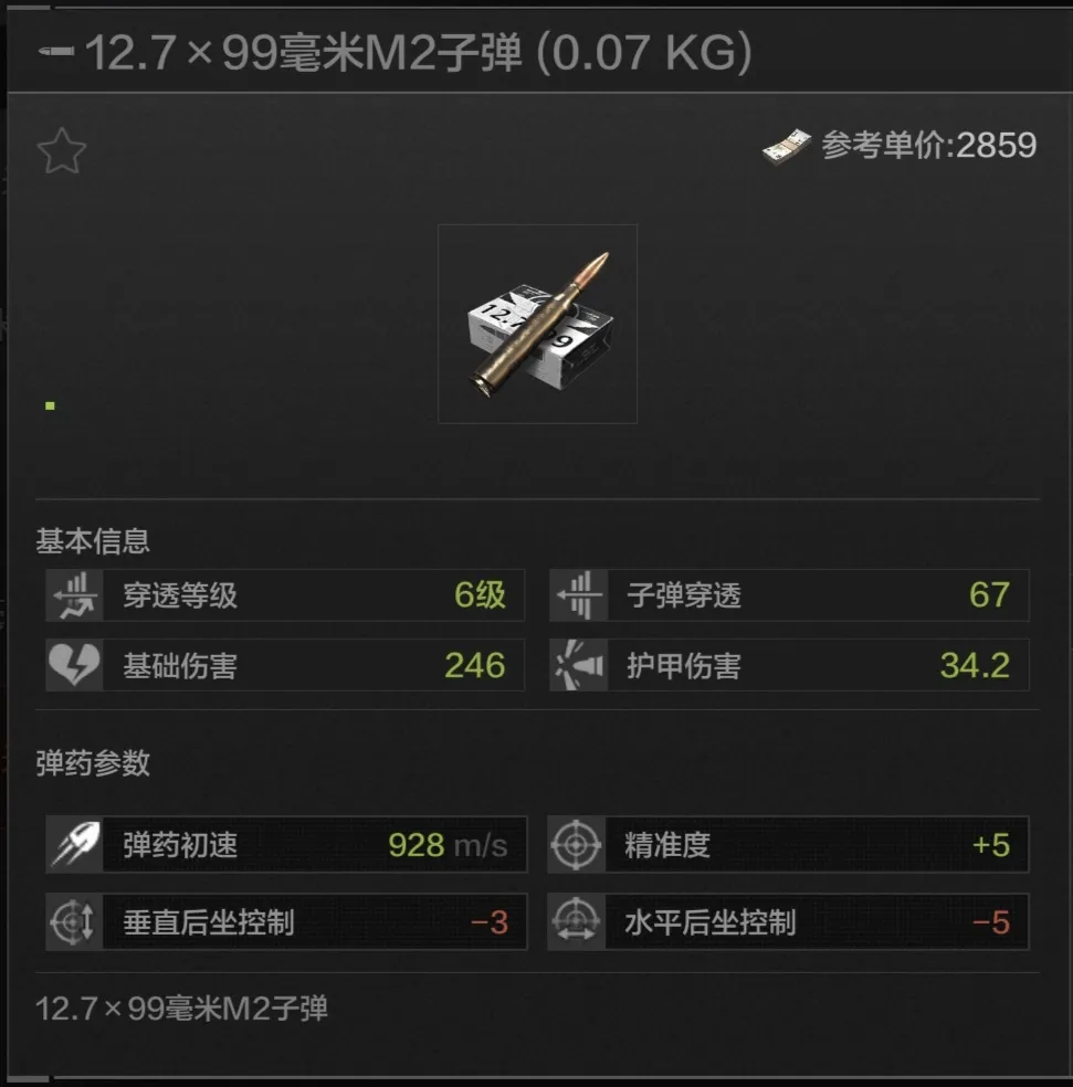 游戏内子弹数据