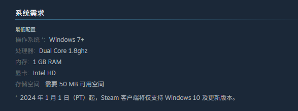 游戏配置要求示意图