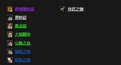 萨弗隆之锤材料清单