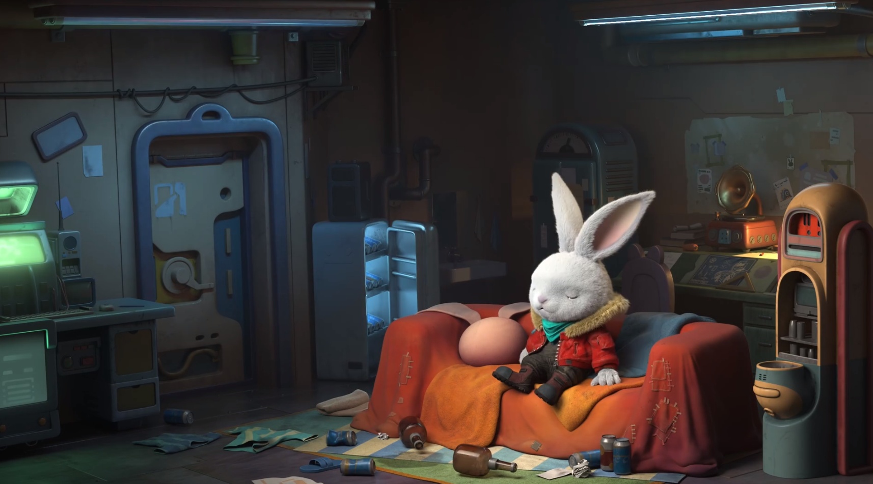 斯坦普在沙发上睡觉