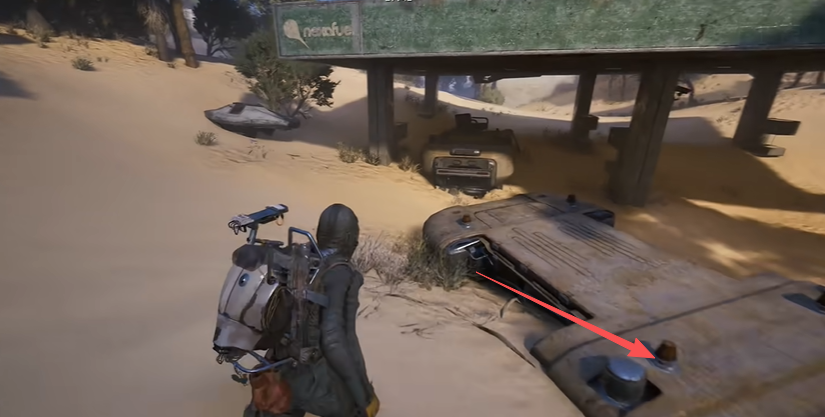 亭子旁废弃小车