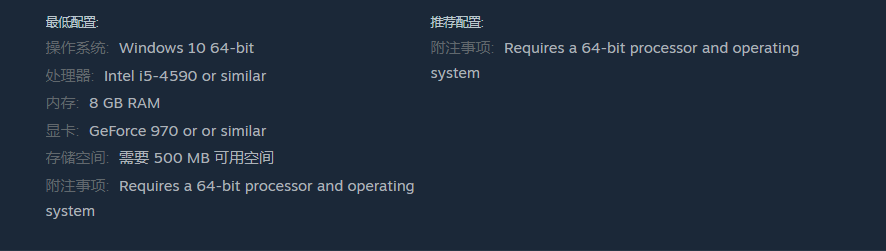 配置要求截图