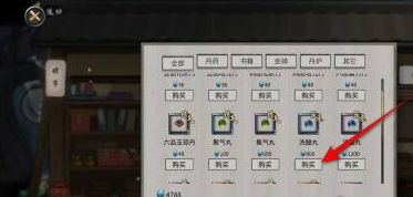 坊市洗髓丹搜索与购买界面