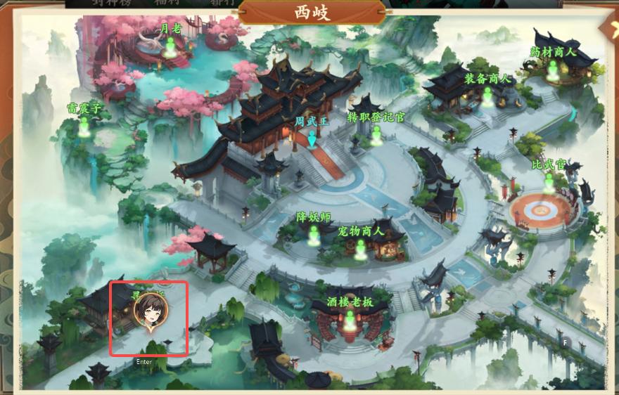 西岐守卫位置示意图