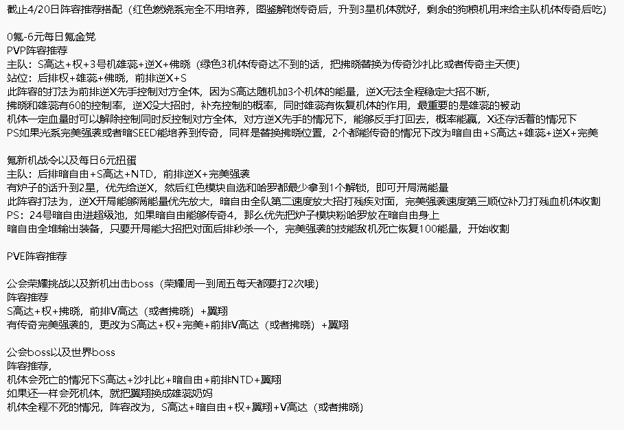 高达钢铁之诗PVP及PVE阵容推荐-景澄手游网