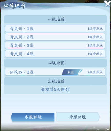 秘境地图线路分布