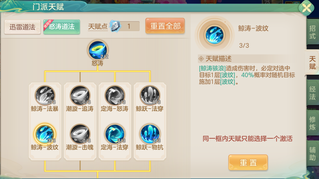 固伤波纹流天赋示意图