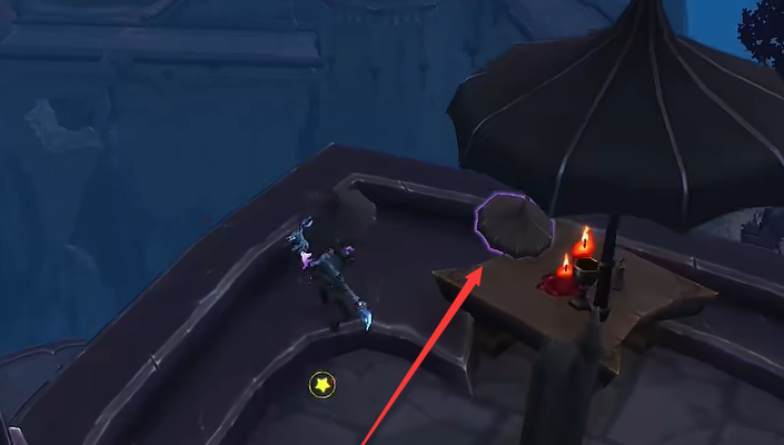 城墙坐标(38,44)：伞的位置在城墙左数38格下数44格