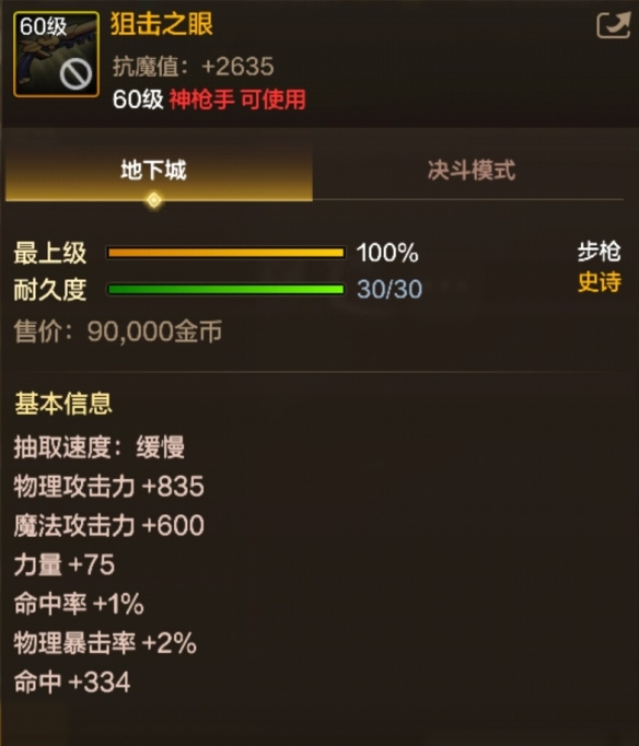 狙击之眼装备界面