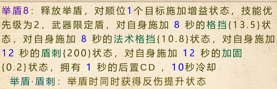举盾技能词条