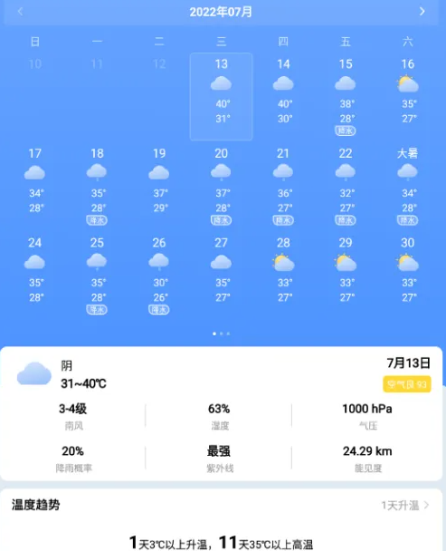 图2:10日天气界面